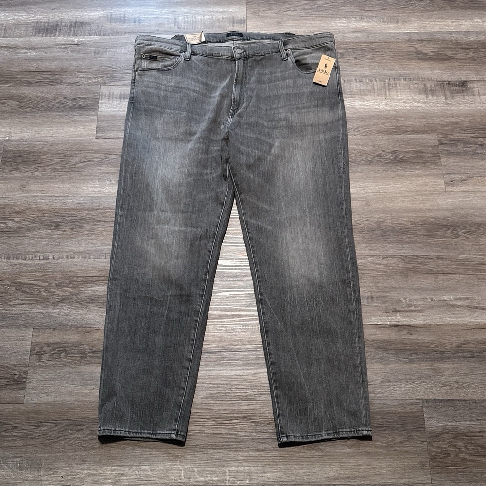 NEW Polo Ralph Lauren Size 46x32 Gray Varick Slim Straight Stretch Denim Jeans